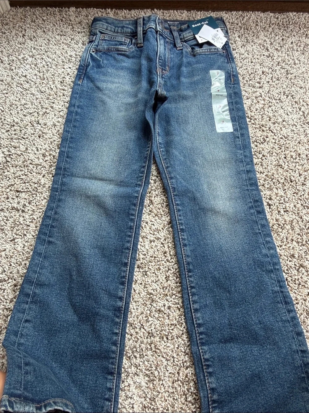 NWT Old Navy boys Bootcut Jeans in Dark Blue Denim size 7